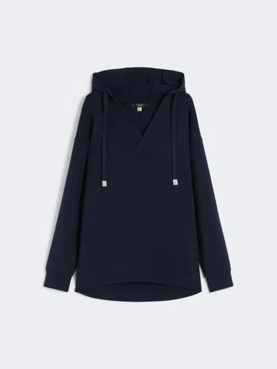 Max Mara Long Scuba Jersey Sweatshirt In Blue