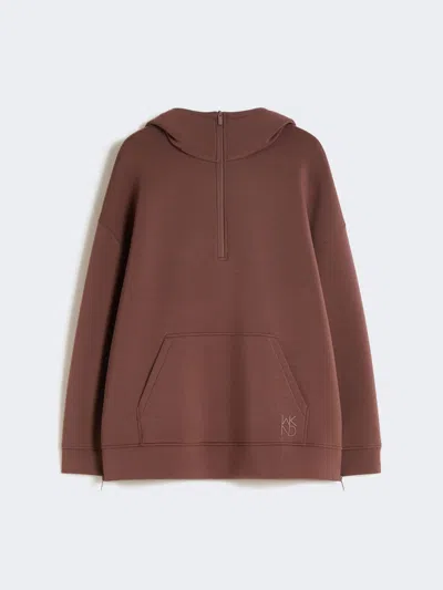 Max Mara Long Scuba Jersey Sweatshirt In Brown