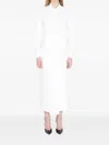 Max Mara Waist Belted French Cuffs Long Sleeve Midi Dress In White