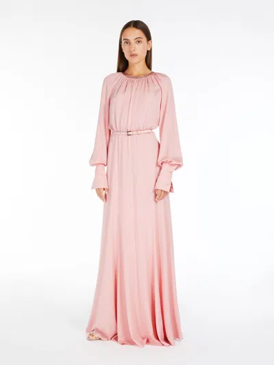 Max Mara Long Silk Charmeuse Dress In Pink