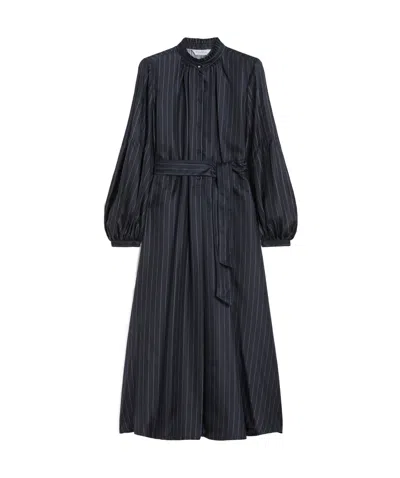 Max Mara Long Silk Dress In Blue