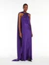 Max Mara Egizio Silk Satin Long Dress In Purple