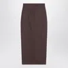 Max Mara Cotton With Denim Effect Long Skirt In Brown