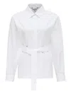 Max Mara Belted Button-up Long-sleeved Shirt In White