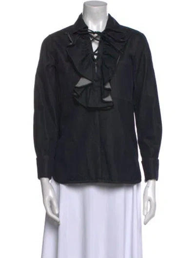 Pre-owned Max Mara Long Sleeve Blouse In Blue