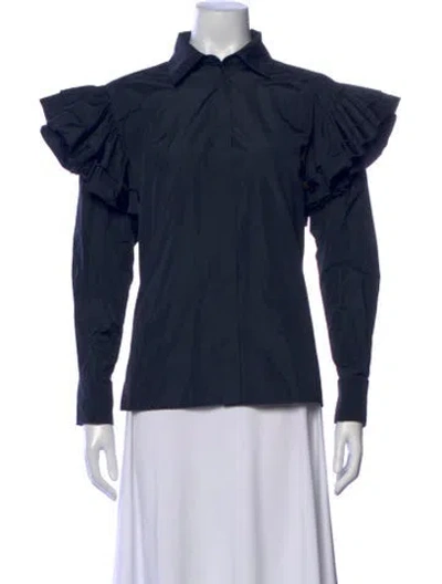 Pre-owned Max Mara Long Sleeve Blouse In Blue