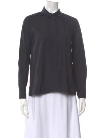 Pre-owned Max Mara Long Sleeve Blouse In Gray