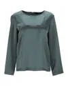 Max Mara Long Sleeve Blouse In Green Polyester In Green