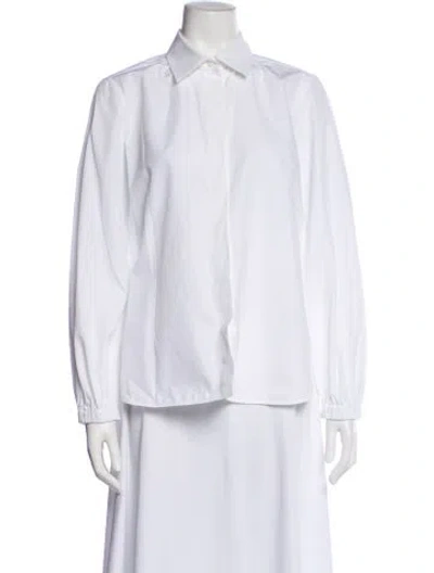 Pre-owned Max Mara Long Sleeve Blouse In White