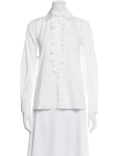 Pre-owned Max Mara Long Sleeve Blouse In White