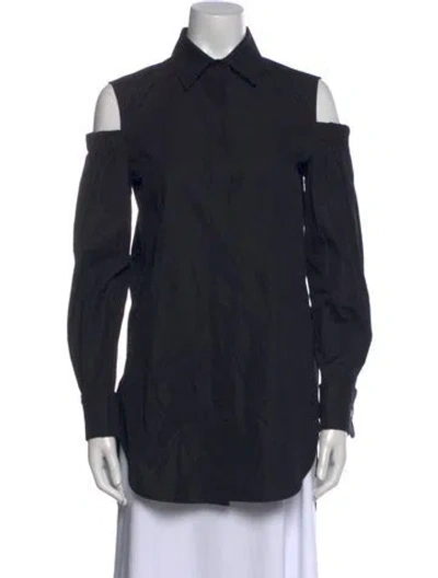 Pre-owned Max Mara Long Sleeve Button-up Top In Black