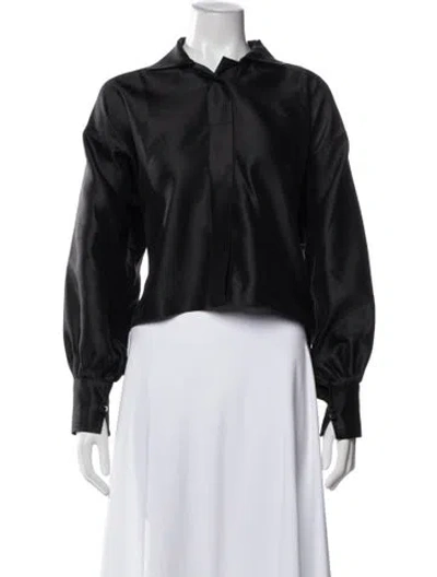 Pre-owned Max Mara Long Sleeve Button-up Top In Black