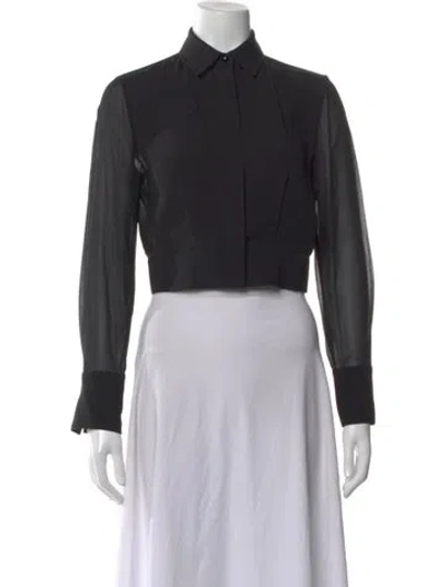 Pre-owned Max Mara Long Sleeve Button-up Top In Black