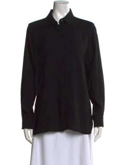 Pre-owned Max Mara Long Sleeve Button-up Top In Black