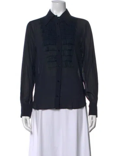 Pre-owned Max Mara Long Sleeve Button-up Top In Black