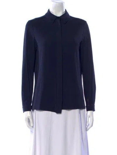 Pre-owned Max Mara Long Sleeve Button-up Top In Blue