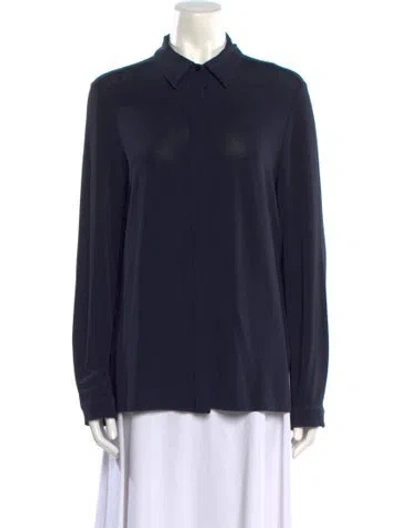 Pre-owned Max Mara Long Sleeve Button-up Top In Blue