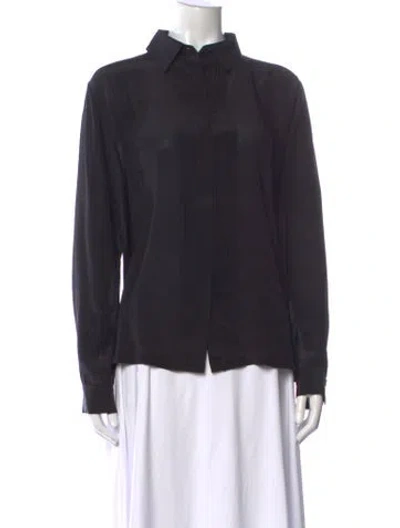 Pre-owned Max Mara Long Sleeve Button-up Top In Blue