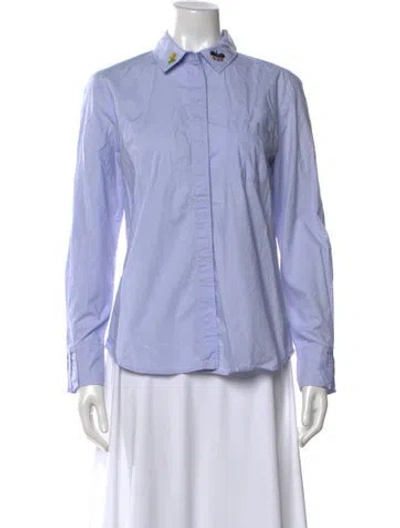 Pre-owned Max Mara Long Sleeve Button-up Top In Blue