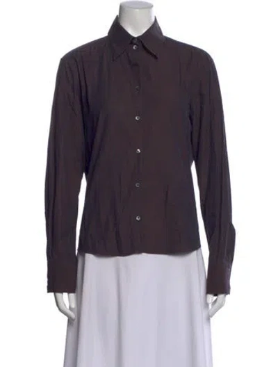 Pre-owned Max Mara Long Sleeve Button-up Top In Gray