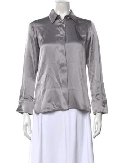 Pre-owned Max Mara Long Sleeve Button-up Top In Gray