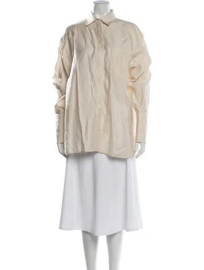 Pre-owned Max Mara Long Sleeve Button-up Top In Neutral