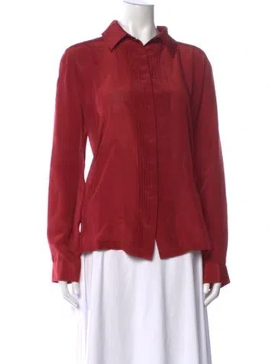 Pre-owned Max Mara Long Sleeve Button-up Top W/ Tags In Red