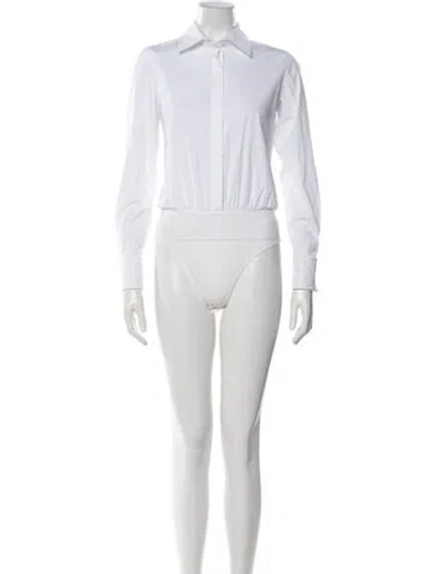 Pre-owned Max Mara Long Sleeve Button-up Top W/ Tags In White