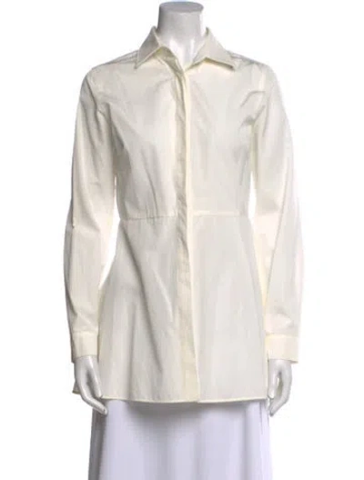 Pre-owned Max Mara Long Sleeve Button-up Top In White