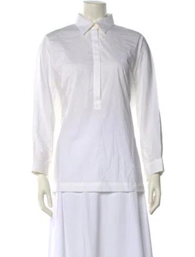 Pre-owned Max Mara Long Sleeve Button-up Top In White