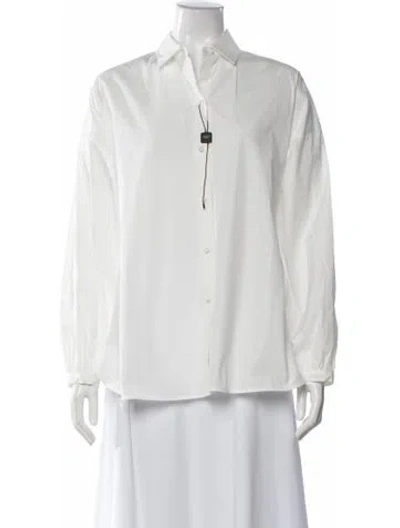 Pre-owned Max Mara Long Sleeve Button-up Top In White