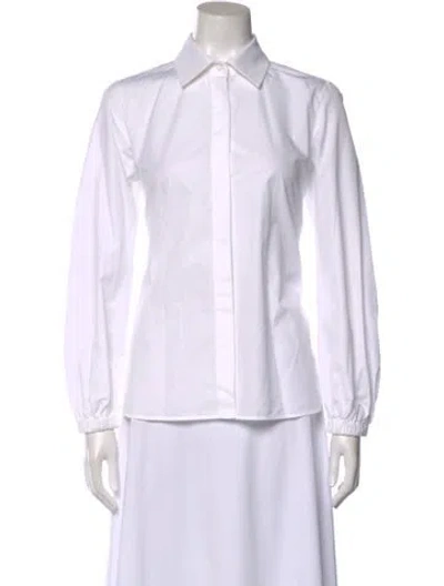 Pre-owned Max Mara Long Sleeve Button-up Top In White