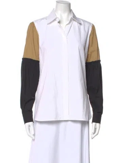 Pre-owned Max Mara Long Sleeve Button-up Top In White