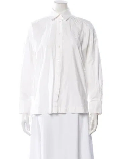 Pre-owned Max Mara Long Sleeve Button-up Top In White