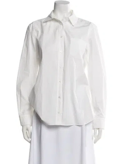 Pre-owned Max Mara Long Sleeve Button-up Top In White