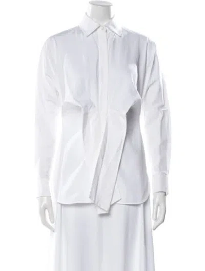 Pre-owned Max Mara Long Sleeve Button-up Top In White