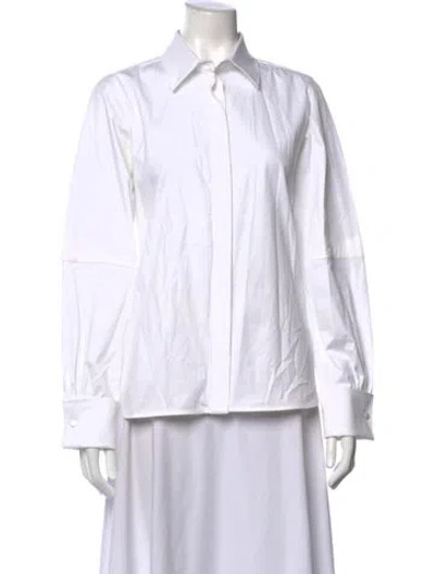 Pre-owned Max Mara Long Sleeve Button-up Top In White