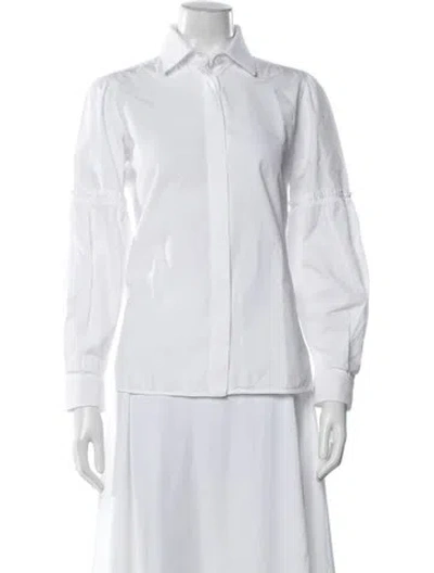 Pre-owned Max Mara Long Sleeve Button-up Top In White