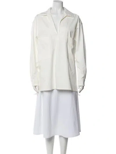 Pre-owned Max Mara Long Sleeve Button-up Top In White