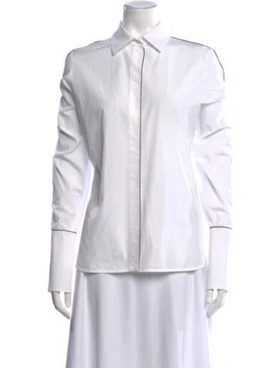 Pre-owned Max Mara Long Sleeve Button-up Top In White