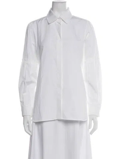 Pre-owned Max Mara Long Sleeve Button-up Top In White
