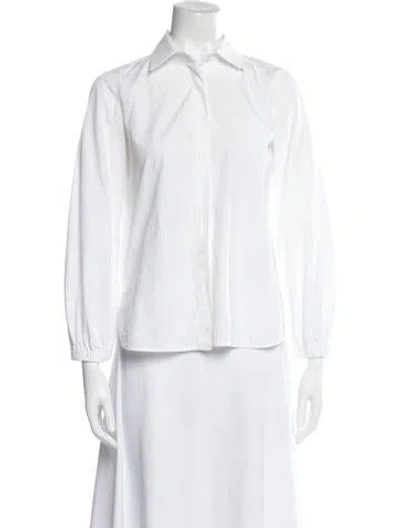 Pre-owned Max Mara Long Sleeve Button-up Top In White