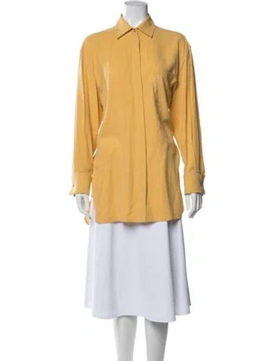 Pre-owned Max Mara Long Sleeve Button-up Top In Yellow