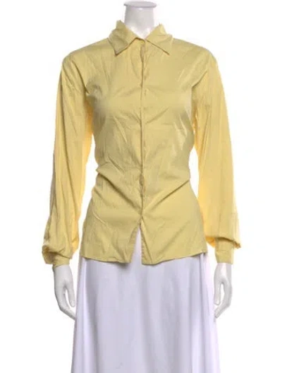 Pre-owned Max Mara Long Sleeve Button-up Top In Yellow