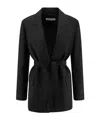 Max Mara Women Black Canvas Talento Belted Blazer In Black