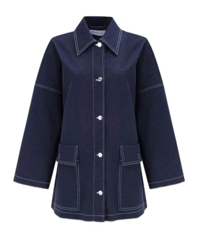 Max Mara Long Sleeve Casual Jacket In Blue