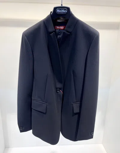 Max Mara Long Sleeve Casual Jacket In Blue