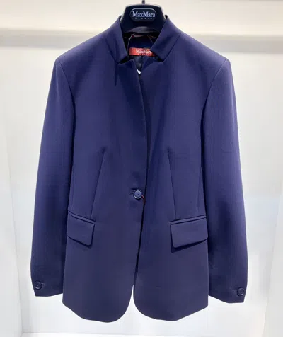 Max Mara Long Sleeve Casual Jacket In Blue