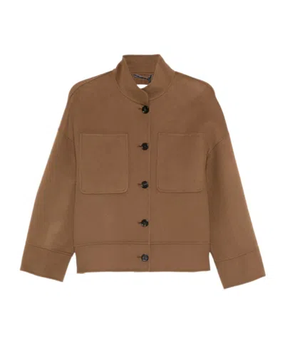 Max Mara Long Sleeve Casual Jacket In Brown