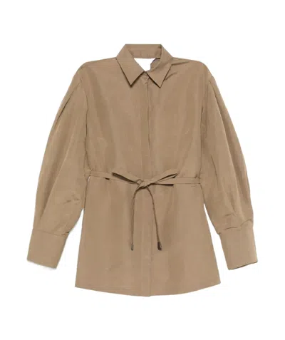 Max Mara Long Sleeve Casual Jacket In Brown